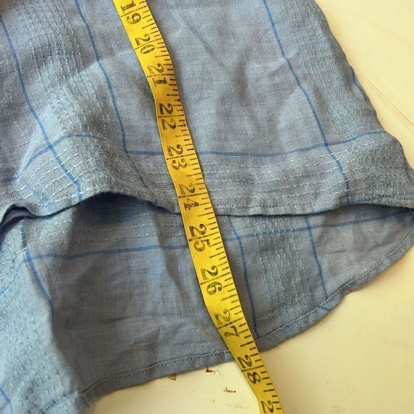 Tommy Bahama blue linen top with elbow link sleeves small - Picture 7 of 8